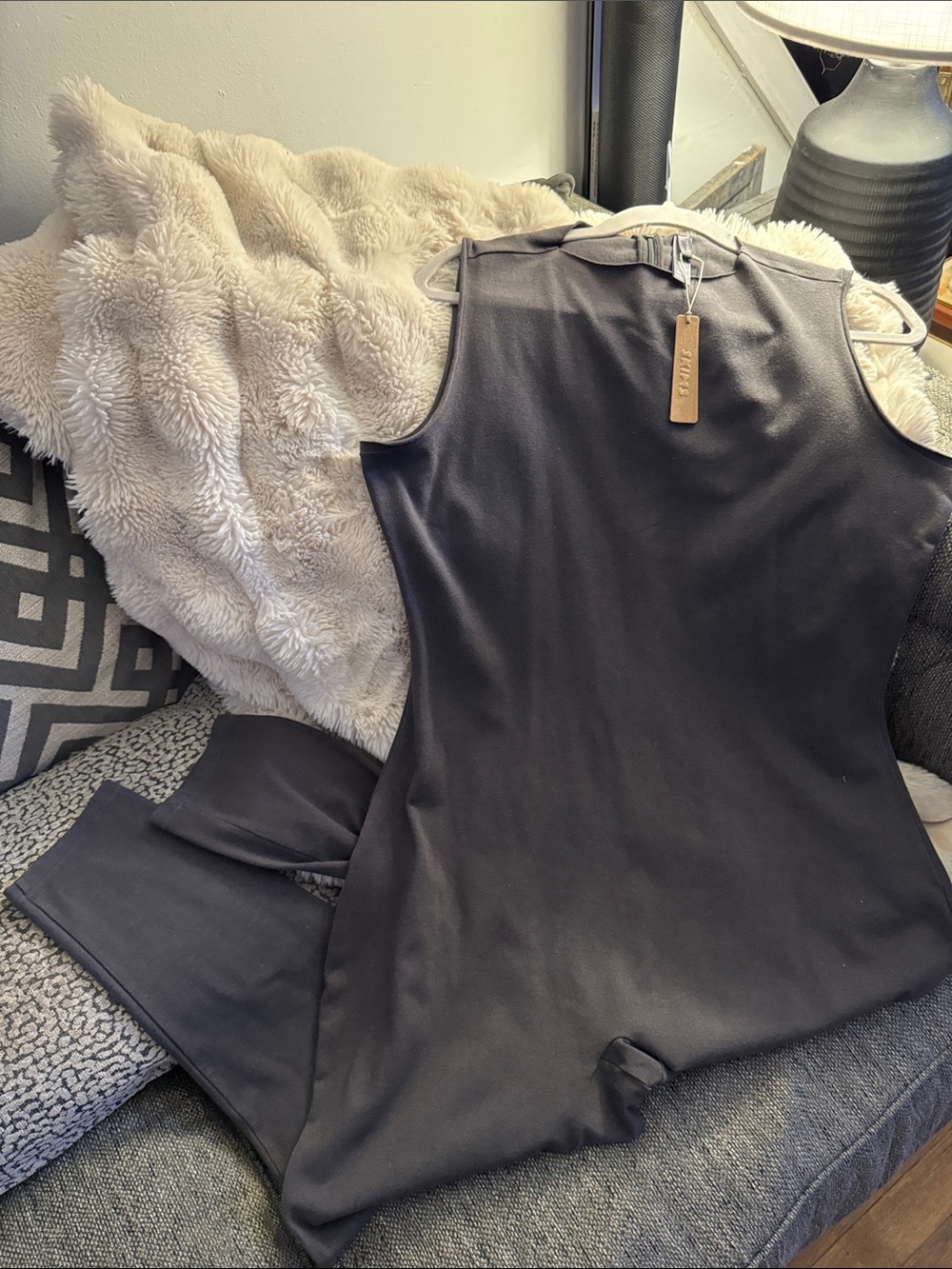 Skims,Sleeveless Black Jumpsuit, Zip up back.
